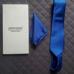 Royal Blue Men's Tie and Pocket Square Set